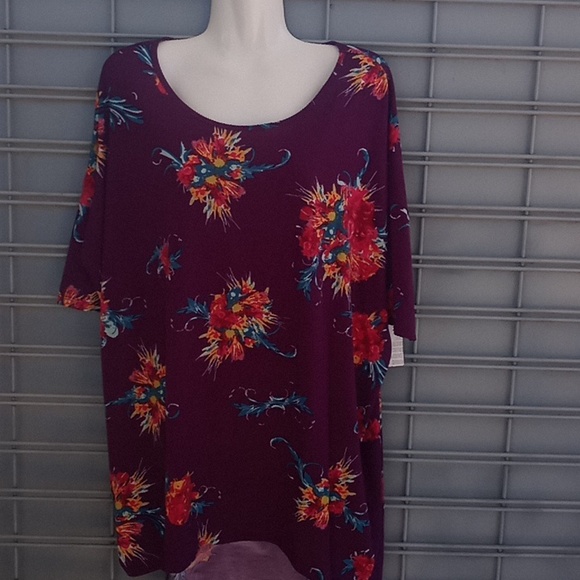 LulaRoe Purple Floral Irma Printed Top-#0215 - Picture 9 of 12